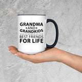 Grandma and Grandkids, Best Friends For Life - 15oz Accent Mug Black