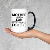 Mother and Son, Best Friends For Life - 15oz Accent Mug Black