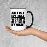 Artist By Day World's Best Mom By Night - 15oz Accent Mug Black