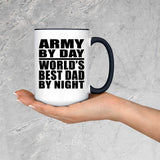 Army By Day World's Best Dad By Night - 15oz Accent Mug Black