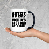 Artist By Day World's Best Dad By Night - 15oz Accent Mug Black
