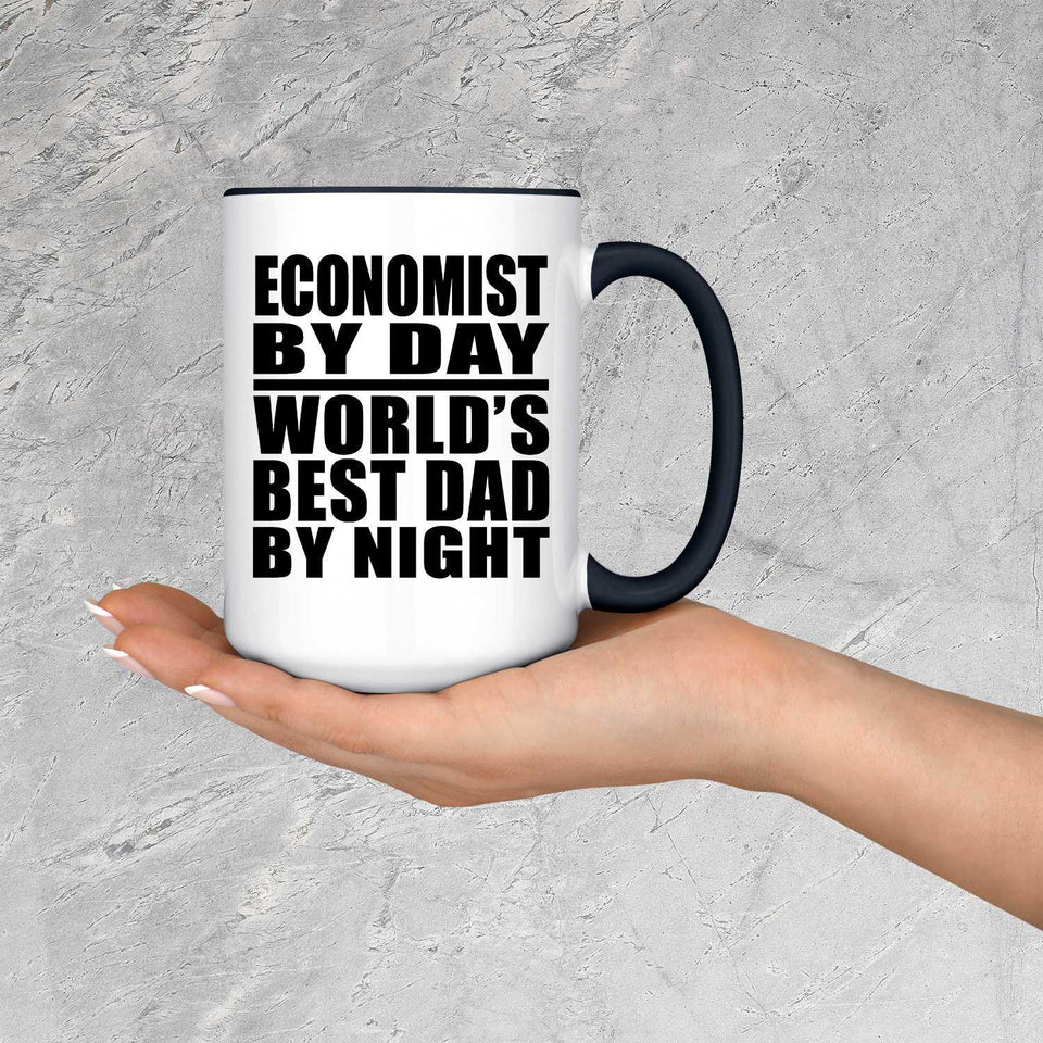 Economist By Day World's Best Dad By Night - 15oz Accent Mug Black