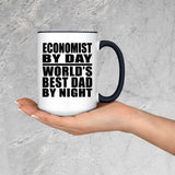 Economist By Day World's Best Dad By Night - 15oz Accent Mug Black