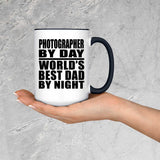 Photographer By Day World's Best Dad By Night - 15oz Accent Mug Black