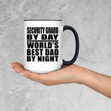 Security Guard By Day World's Best Dad By Night - 15oz Accent Mug Black