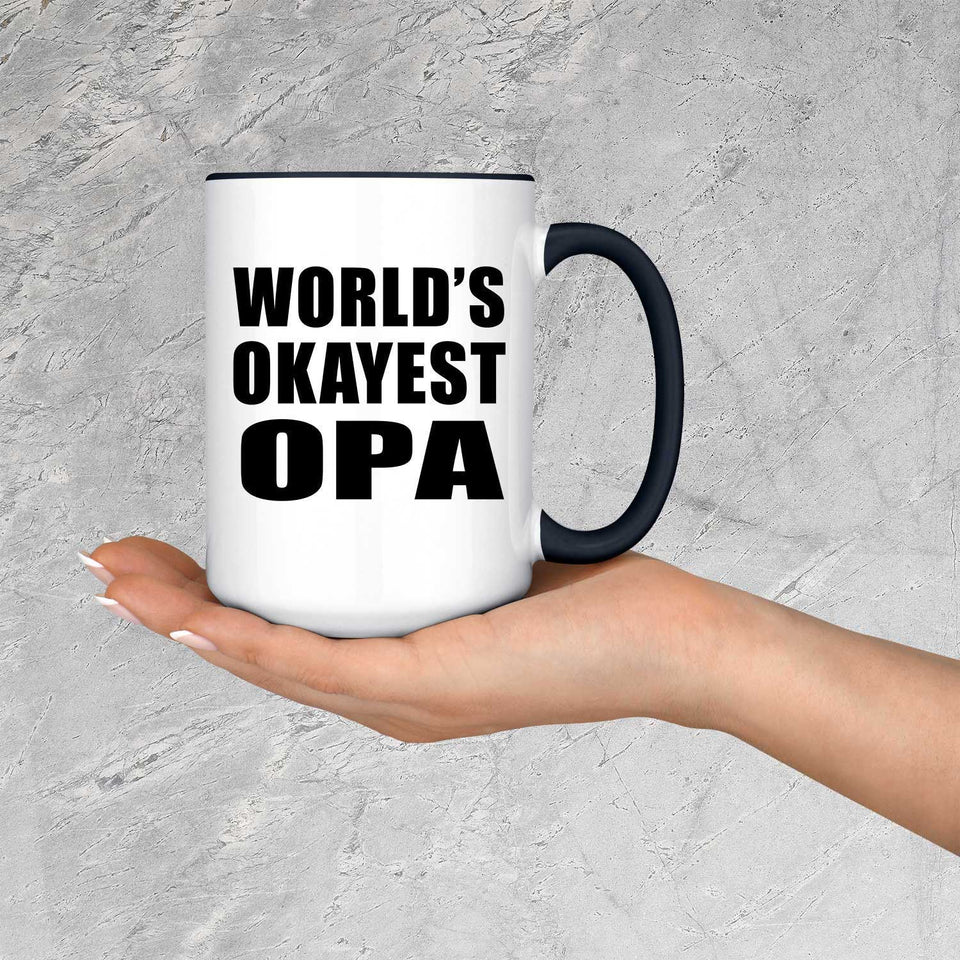 World's Okayest Opa - 15oz Accent Mug Black