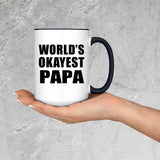 World's Okayest Papa (Grandpa) - 15oz Accent Mug Black