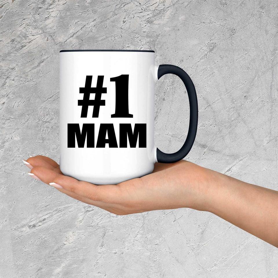 Number One #1 Mam - 15oz Accent Mug Black