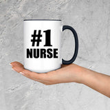 Number One #1 Nurse - 15oz Accent Mug Black