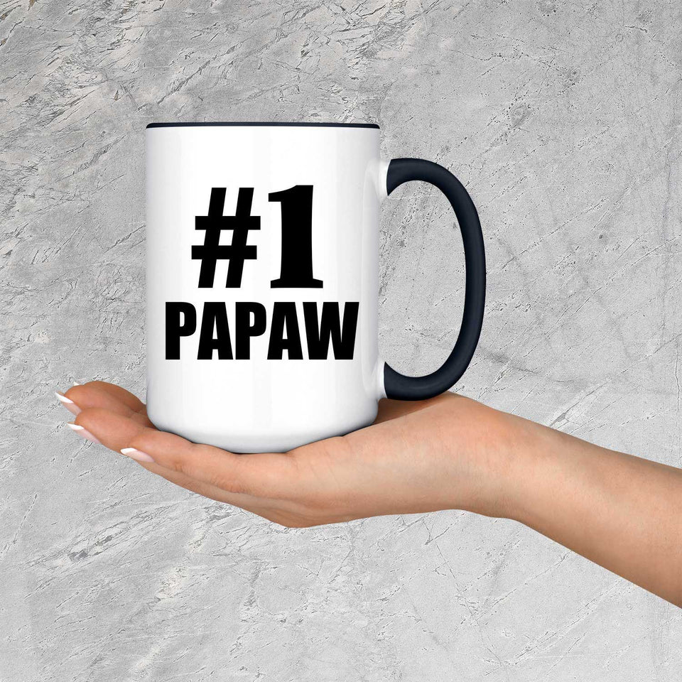 Number One #1 Papaw - 15oz Accent Mug Black