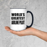 World's Greatest Airline Pilot - 15oz Accent Mug Black
