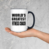 World's Greatest Fitness Coach - 15oz Accent Mug Black