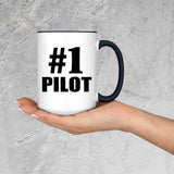 Number One #1 Pilot - 15oz Accent Mug Black