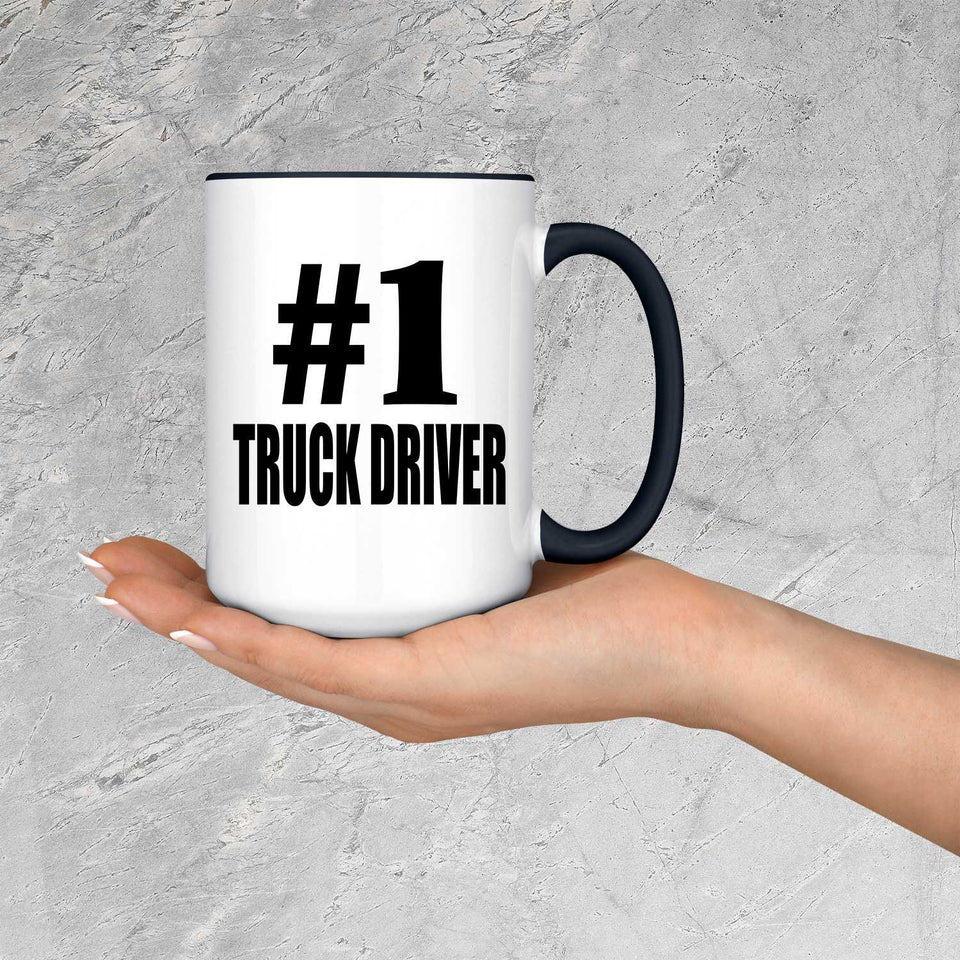 Number One #1 Truck Driver - 15oz Accent Mug Black