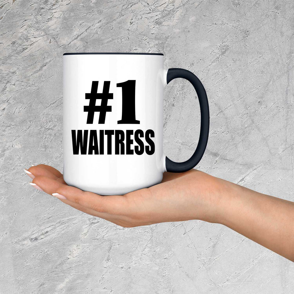 Number One #1 Waitress - 15oz Accent Mug Black