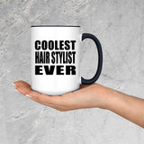 Coolest Hair Stylist Ever - 15oz Accent Mug Black