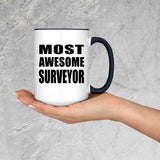 Most Awesome Surveyor - 15oz Accent Mug Black