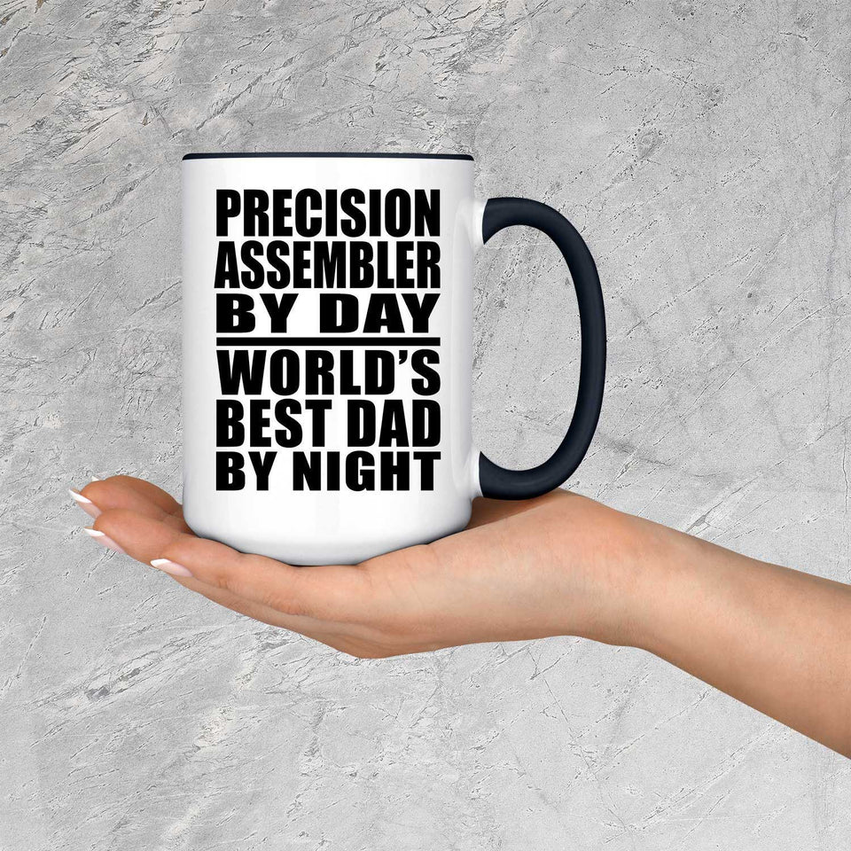 Precision Assembler By Day World's Best Dad By Night - 15oz Accent Mug Black