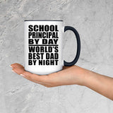 School Principal By Day World's Best Dad By Night - 15oz Accent Mug Black