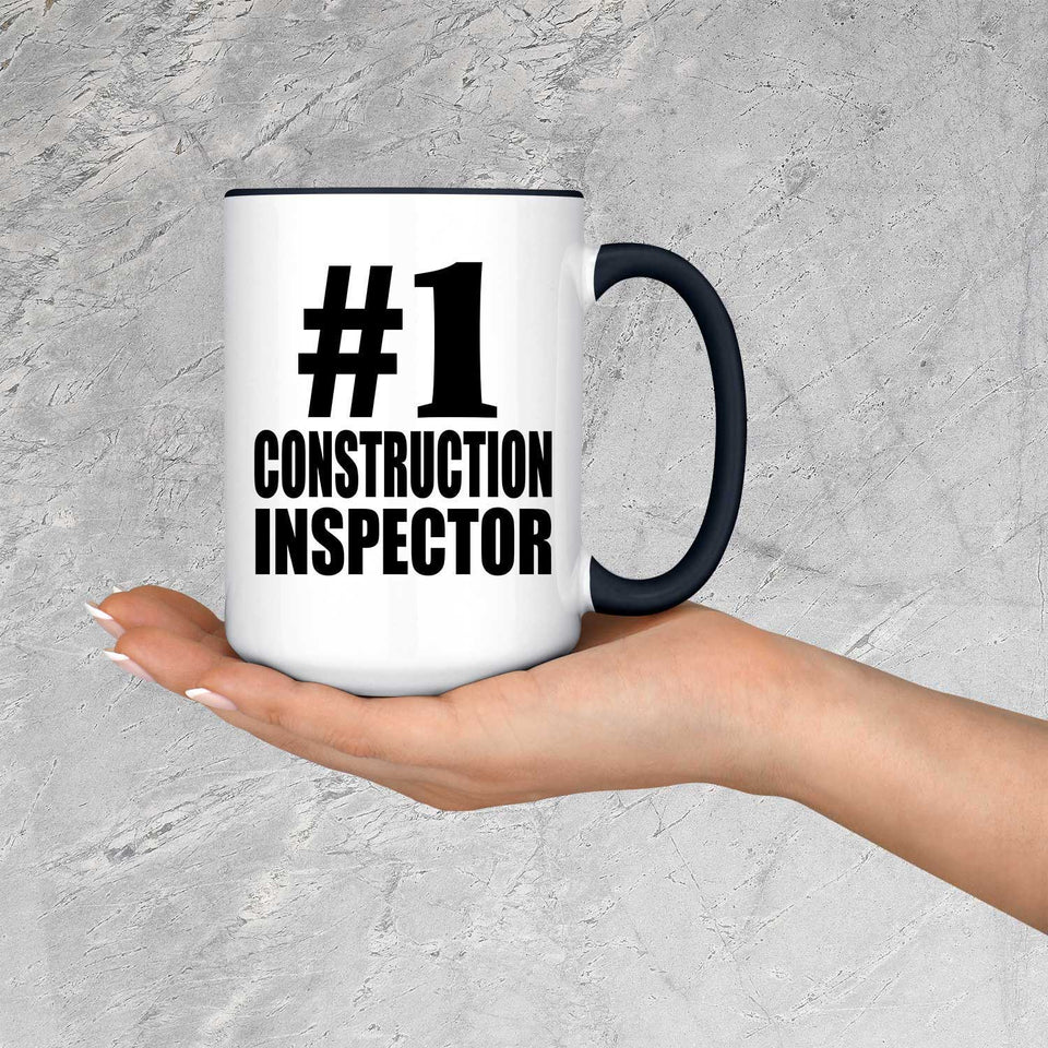 Number One #1 Construction Inspector - 15oz Accent Mug Black