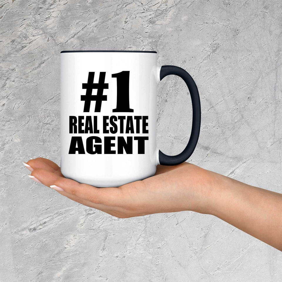 Number One #1 Real Estate Agent - 15oz Accent Mug Black