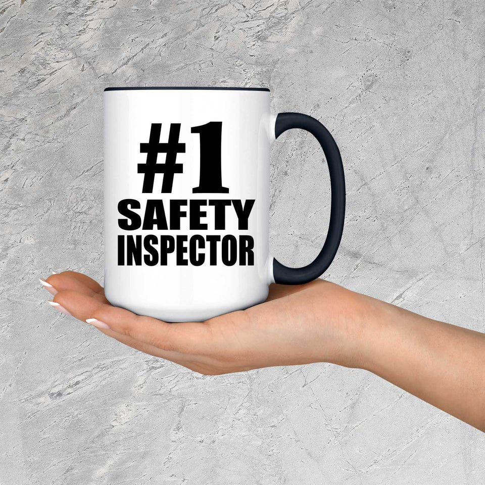 Number One #1 Safety Inspector - 15oz Accent Mug Black