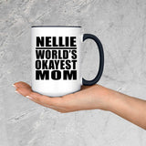 Nellie World's Okayest Mom - 15oz Accent Mug Black