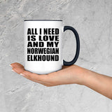All I Need Is Love And My Norwegian Elkhound - 15oz Accent Mug Black