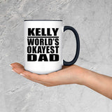 Kelly World's Okayest Dad - 15oz Accent Mug Black