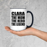 Clara The Mom The Hero The Legend - 15oz Accent Mug Black