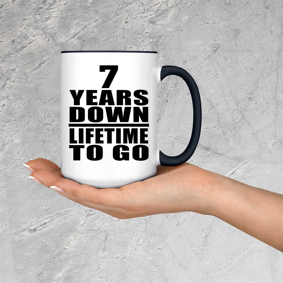 7th Anniversary 7 Years Down Lifetime To Go - 15oz Accent Mug Black