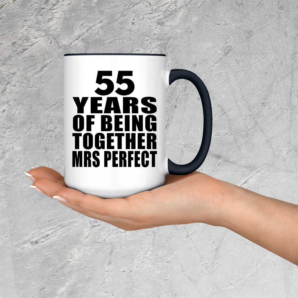 55th Anniversary 55 Years Of Being Mrs Perfect - 15oz Accent Mug Black