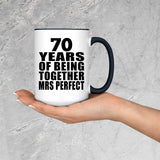 70th Anniversary 70 Years Of Being Mrs Perfect - 15oz Accent Mug Black