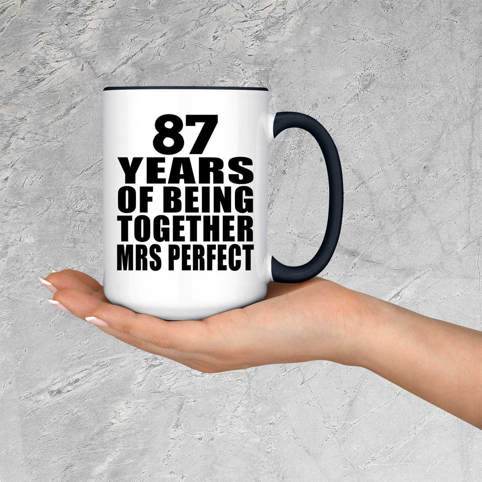87th Anniversary 87 Years Of Being Mrs Perfect - 15oz Accent Mug Black
