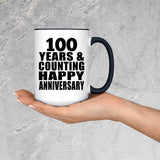 Happy 100th Anniversary 100 Years & Counting - 15oz Accent Mug Black