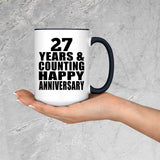 Happy 27th Anniversary 27 Years & Counting - 15oz Accent Mug Black