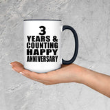 Happy 3rd Anniversary 3 Years & Counting - 15oz Accent Mug Black