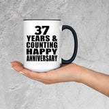 Happy 37th Anniversary 37 Years & Counting - 15oz Accent Mug Black