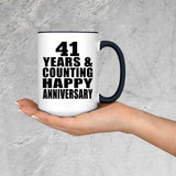 Happy 41st Anniversary 41 Years & Counting - 15oz Accent Mug Black