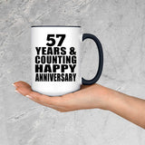 Happy 57th Anniversary 57 Years & Counting - 15oz Accent Mug Black