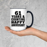 Happy 61st Anniversary 61 Years & Counting - 15oz Accent Mug Black