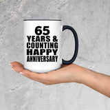 Happy 65th Anniversary 65 Years & Counting - 15oz Accent Mug Black