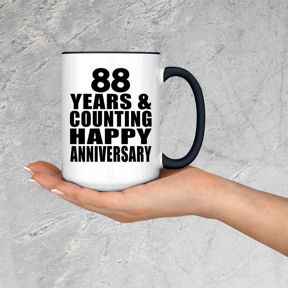Happy 88th Anniversary 88 Years & Counting - 15oz Accent Mug Black