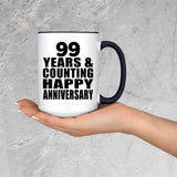 Happy 99th Anniversary 99 Years & Counting - 15oz Accent Mug Black