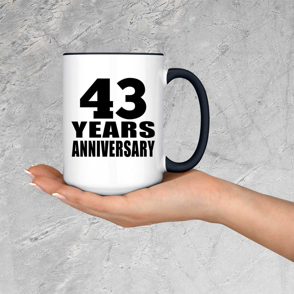 43rd Anniversary 43 Years Anniversary - 15oz Accent Mug Black