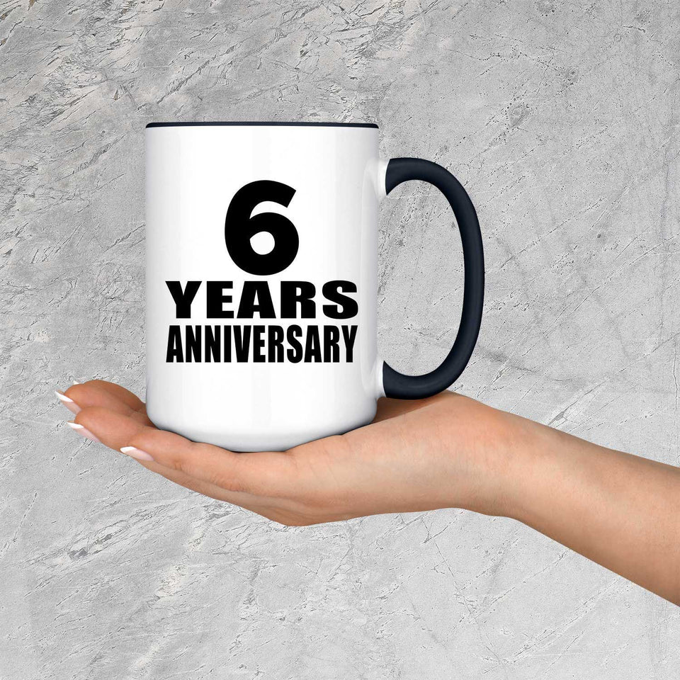 6th Anniversary 6 Years - 15oz Accent Mug Black