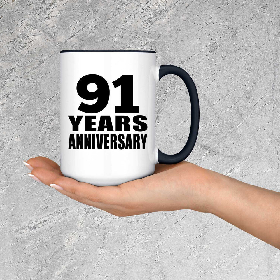 91st Anniversary 91 Years - 15oz Accent Mug Black