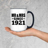 103rd Anniversary Mr & Mrs Since 1921 - 15oz Accent Mug Black