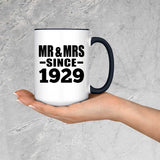 95th Anniversary Mr & Mrs Since 1929 - 15oz Accent Mug Black