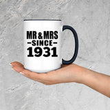 93rd Anniversary Mr & Mrs Since 1931 - 15oz Accent Mug Black